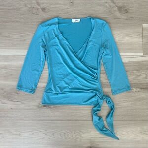 blue a. byer side tie long sleeve top